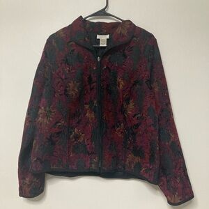 Vintage Christopher & Banks Red Floral Bomber Jacket